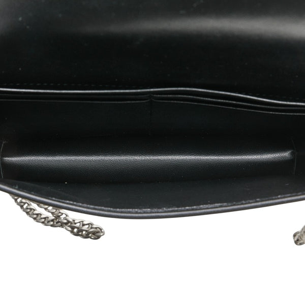 プラダ ダイアグラム ショルダーバッグ チェーンウォレット  ブラック レザー レディース PRADA 【中古】