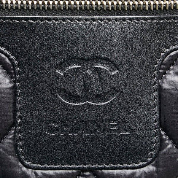シャネル ココマーク コココクーンPM トートバッグ A48610 ブラック ナイロン レザー レディース CHANEL 【中古】