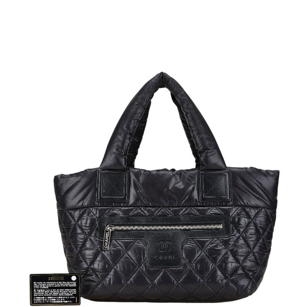 シャネル ココマーク コココクーンPM トートバッグ A48610 ブラック ナイロン レザー レディース CHANEL 【中古】