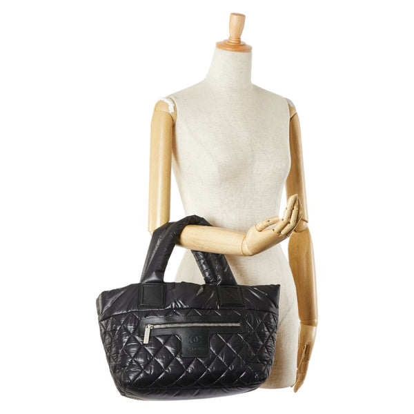 シャネル ココマーク コココクーンPM トートバッグ A48610 ブラック ナイロン レザー レディース CHANEL 【中古】