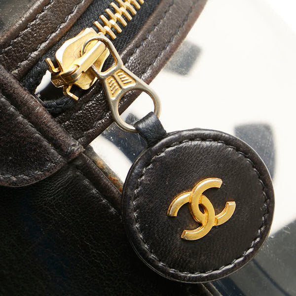 シャネル ココマーク ハンドバッグ バニティバッグ ブラック クリア ビニール レザー レディース CHANEL 【中古】