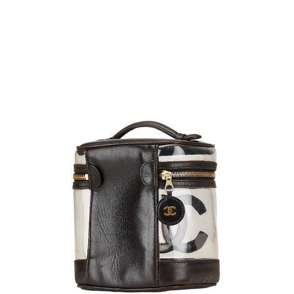 シャネル ココマーク ハンドバッグ バニティバッグ ブラック クリア ビニール レザー レディース CHANEL 【中古】