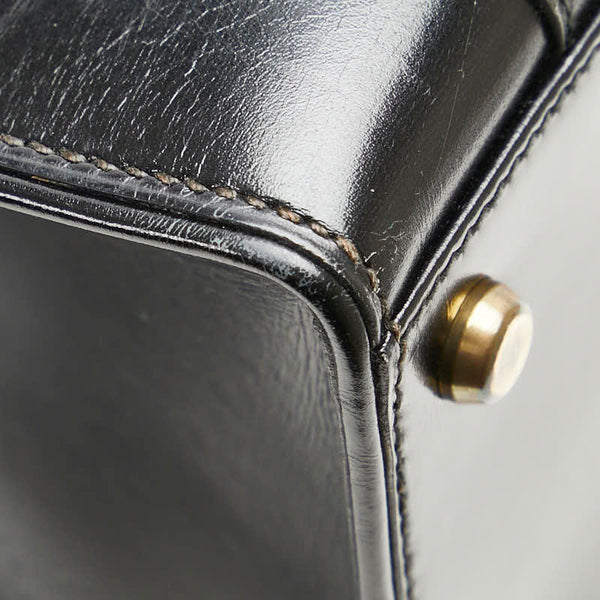 エルメス ドラッグ30 ハンドバッグ ブラック ボックスカーフ レディース HERMES 【中古】