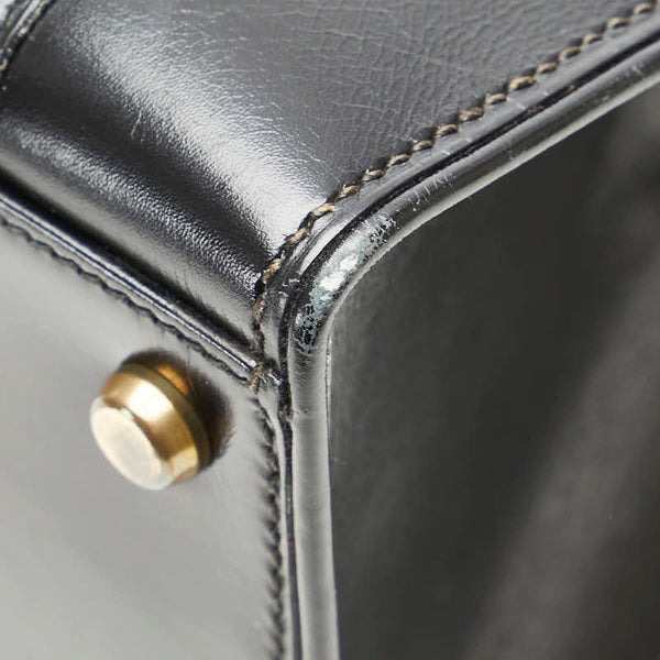 エルメス ドラッグ30 ハンドバッグ ブラック ボックスカーフ レディース HERMES 【中古】