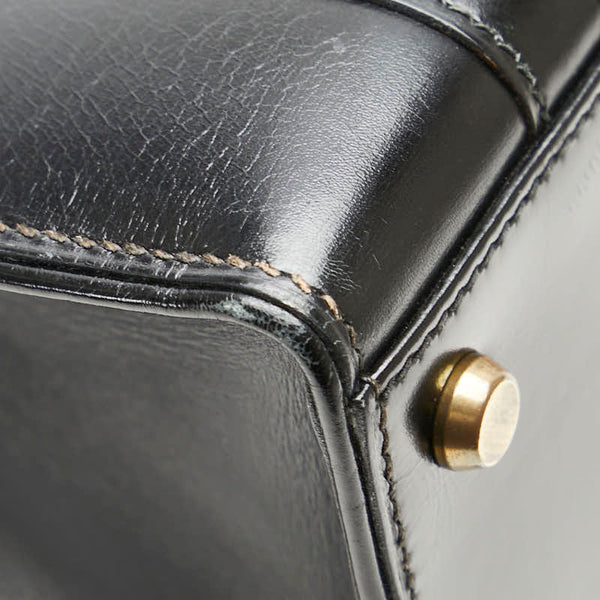 エルメス ドラッグ30 ハンドバッグ ブラック ボックスカーフ レディース HERMES 【中古】