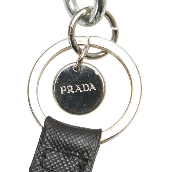 プラダ ロボット サフィアーノ チャーム キーホルダー キーリング ブラック マルチカラー メタル レザー レディース PRADA 【中古】