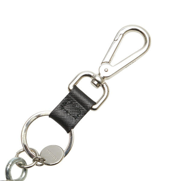プラダ ロボット サフィアーノ チャーム キーホルダー キーリング ブラック マルチカラー メタル レザー レディース PRADA 【中古】
