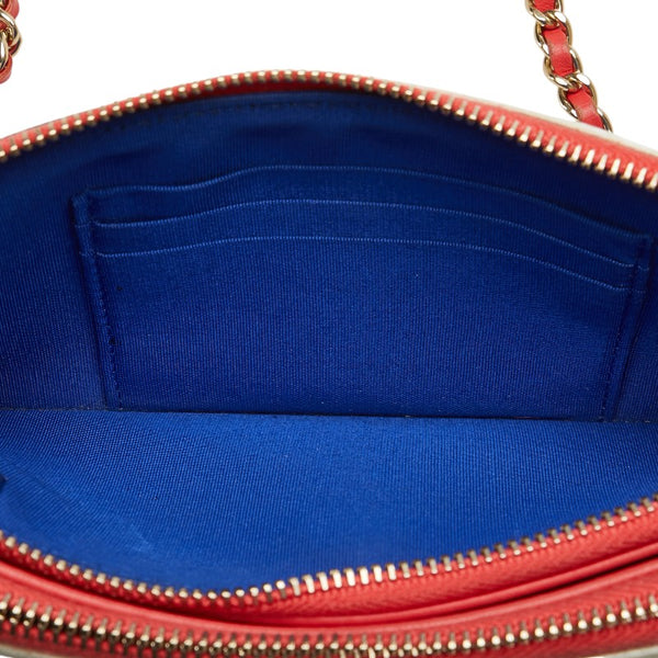 シャネル ココマーク トリコロール ショルダーバッグ ネイビー ホワイト キャビアスキン レディース CHANEL 【中古】