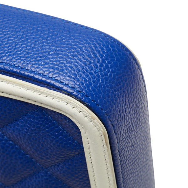 シャネル ココマーク トリコロール ショルダーバッグ ネイビー ホワイト キャビアスキン レディース CHANEL 【中古】