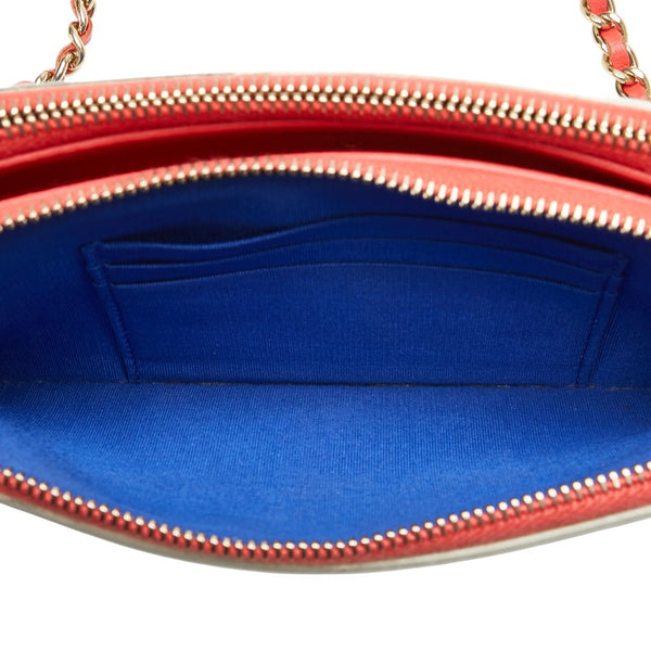 シャネル ココマーク トリコロール ショルダーバッグ ネイビー ホワイト キャビアスキン レディース CHANEL 【中古】