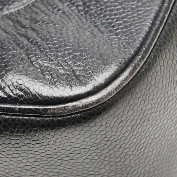 シャネル シェブロン Vステッチ ハンドバッグ ブラック キャビアスキン レディース CHANEL 【中古】