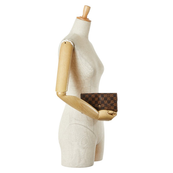 ルイ ヴィトン ダミエ ポルトフォイユ サラ 長財布 N63209 ブラウン PVC レザー レディース LOUIS VUITTON 【中古】
