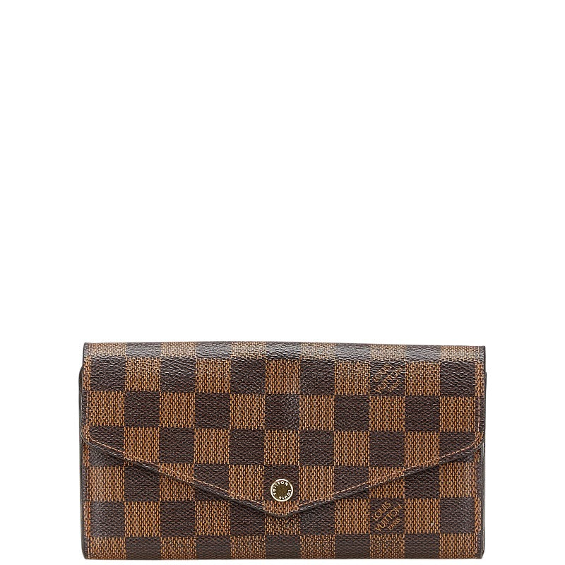 ルイ ヴィトン ダミエ ポルトフォイユ サラ 長財布 N63209 ブラウン PVC レザー レディース LOUIS VUITTON 【中古】