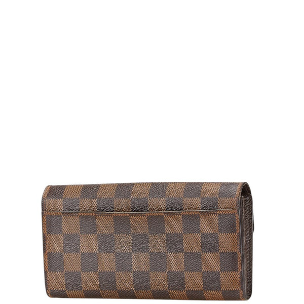 ルイ ヴィトン ダミエ ポルトフォイユ サラ 長財布 N63209 ブラウン PVC レザー レディース LOUIS VUITTON 【中古】
