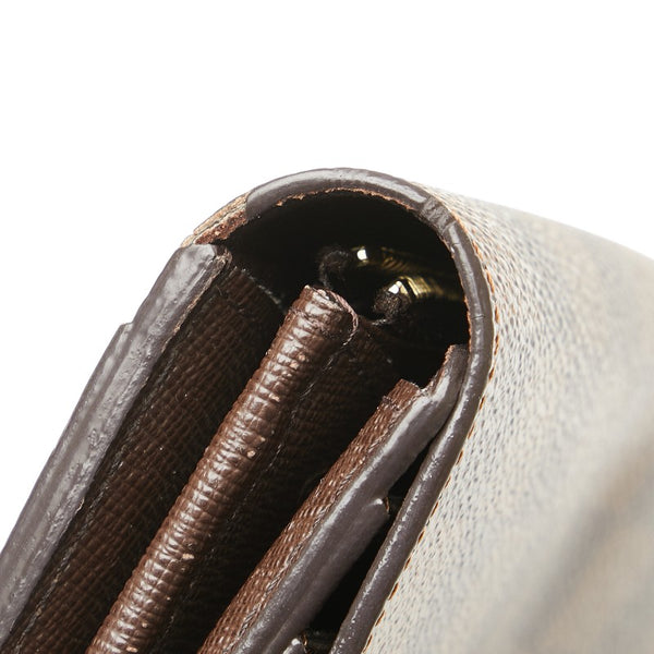ルイ ヴィトン ダミエ ポルトフォイユ サラ 長財布 N63209 ブラウン PVC レザー レディース LOUIS VUITTON 【中古】