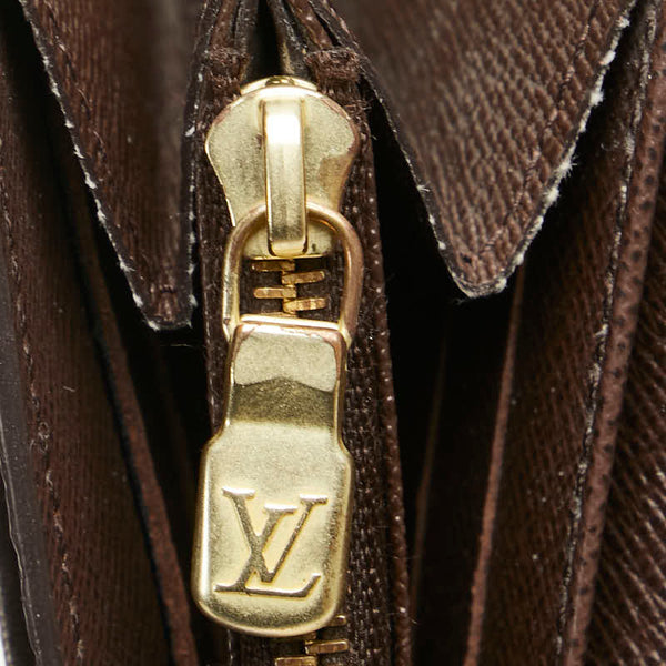 ルイ ヴィトン ダミエ ポルトフォイユ サラ 長財布 N63209 ブラウン PVC レザー レディース LOUIS VUITTON 【中古】