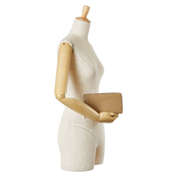 セリーヌ ロゴ 長財布 ブラウン レザー レディース CELINE 【中古】