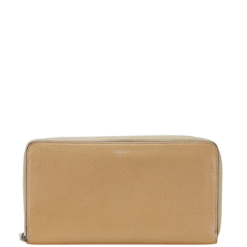 セリーヌ ロゴ 長財布 ブラウン レザー レディース CELINE 【中古】