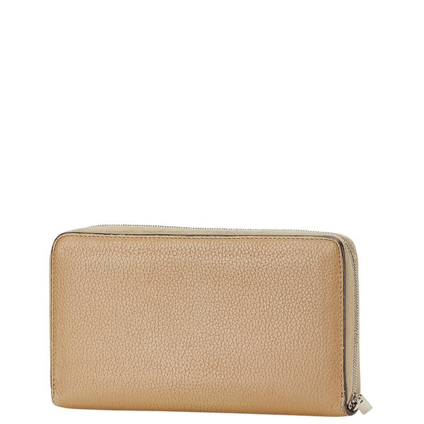 セリーヌ ロゴ 長財布 ブラウン レザー レディース CELINE 【中古】