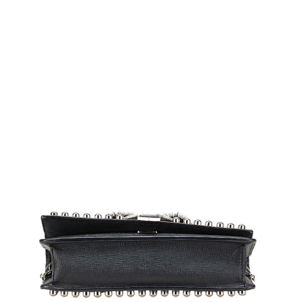 フェンディ カーリト スタッズ ショルダーバッグ ブラック レザー レディース FENDI 【中古】