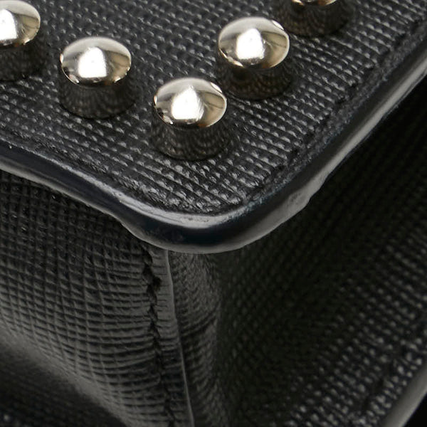 フェンディ カーリト スタッズ ショルダーバッグ ブラック レザー レディース FENDI 【中古】