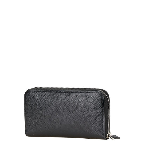 プラダ ロゴ サフィアーノ 長財布 ブラック レザー レディース PRADA 【中古】