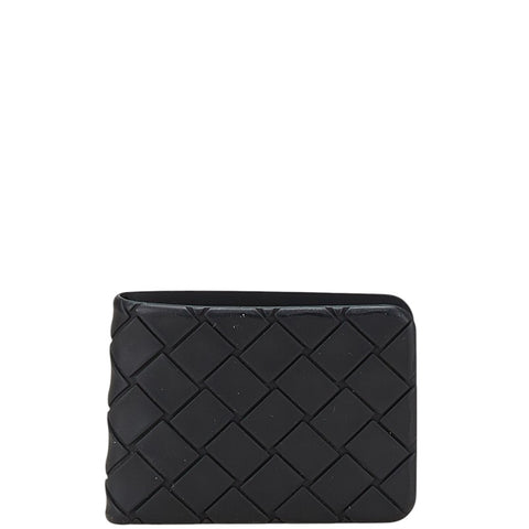 ボッテガヴェネタ イントレチャート 二つ折り財布 ブラック ラバー レディース BOTTEGAVENETA 【中古】