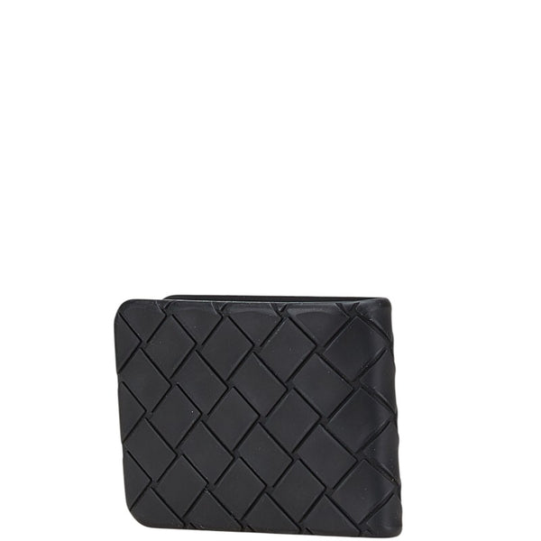 ボッテガヴェネタ イントレチャート 二つ折り財布 ブラック ラバー レディース BOTTEGAVENETA 【中古】