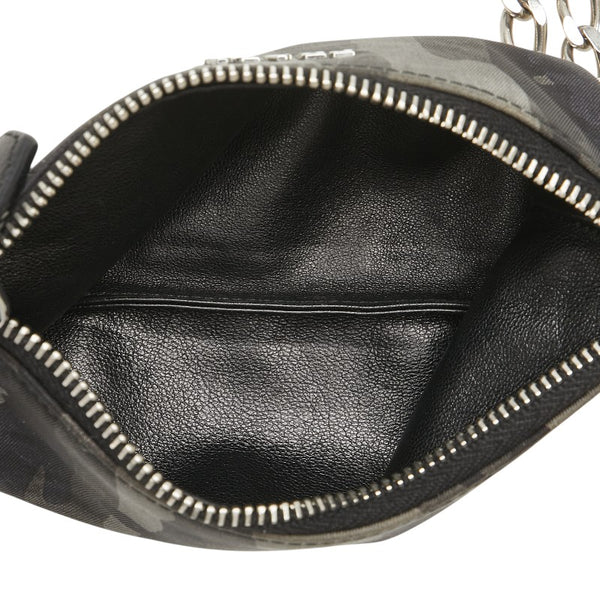 プラダ カモフラージュ 迷彩 ポーチ コインケース ブラック グレー ナイロン レザー メンズ PRADA 【中古】