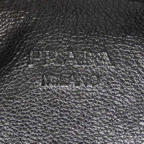 プラダ カモフラージュ 迷彩 ポーチ コインケース ブラック グレー ナイロン レザー メンズ PRADA 【中古】
