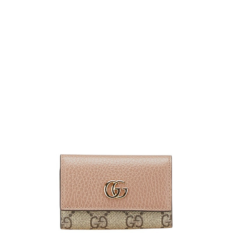 グッチ GGスプリーム GGマーモント 6連 キーケース 456118 ベージュ ピンク レザー PVC レディース GUCCI 【中古】