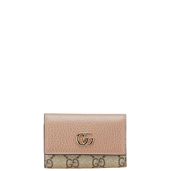 グッチ GGスプリーム GGマーモント 6連 キーケース 456118 ベージュ ピンク レザー PVC レディース GUCCI 【中古】