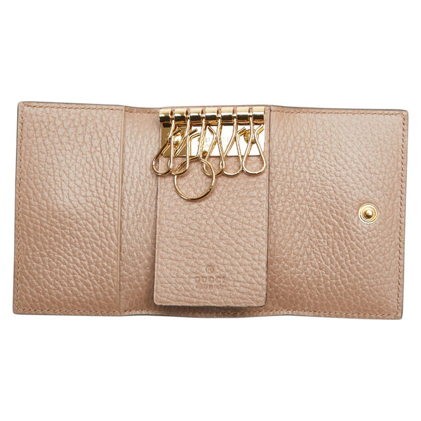 グッチ GGスプリーム GGマーモント 6連 キーケース 456118 ベージュ ピンク レザー PVC レディース GUCCI 【中古】