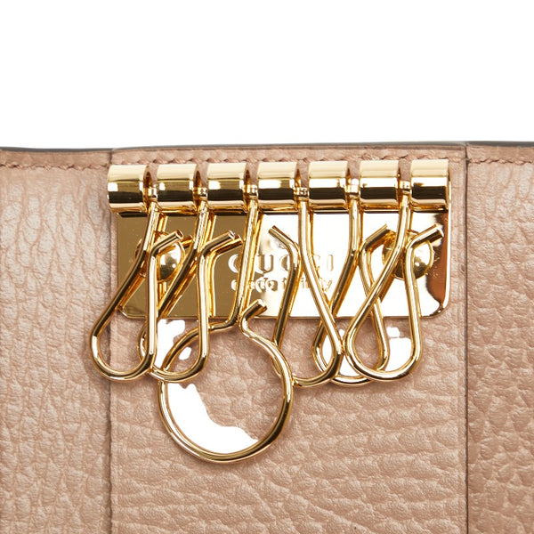 グッチ GGスプリーム GGマーモント 6連 キーケース 456118 ベージュ ピンク レザー PVC レディース GUCCI 【中古】