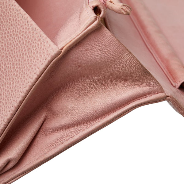 シャネル ココマーク チェーン ショルダーウォレット ピンク キャビアスキン レディース CHANEL 【中古】