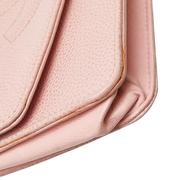 シャネル ココマーク チェーン ショルダーウォレット ピンク キャビアスキン レディース CHANEL 【中古】