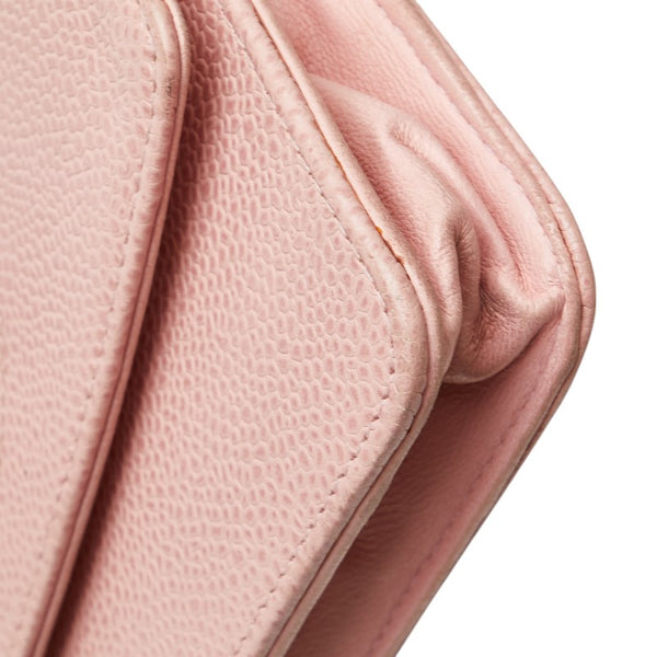 シャネル ココマーク チェーン ショルダーウォレット ピンク キャビアスキン レディース CHANEL 【中古】