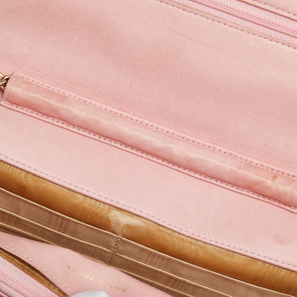 シャネル ココマーク チェーン ショルダーウォレット ピンク キャビアスキン レディース CHANEL 【中古】