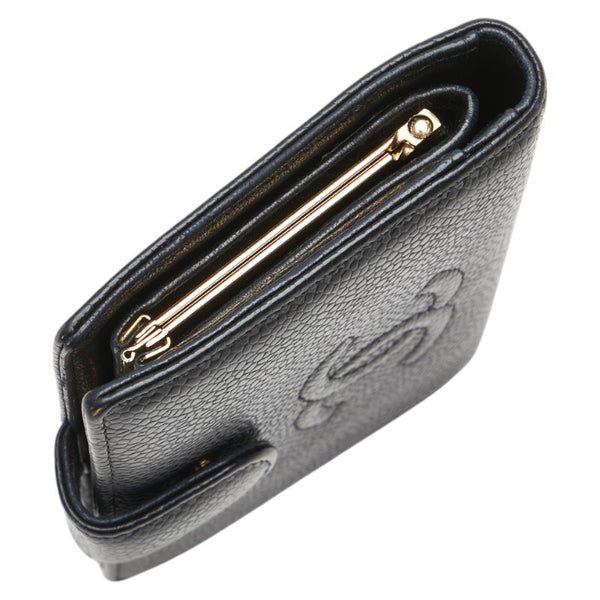 シャネル ココマーク がま口 二つ折り財布 ブラック キャビアスキン レディース CHANEL 【中古】