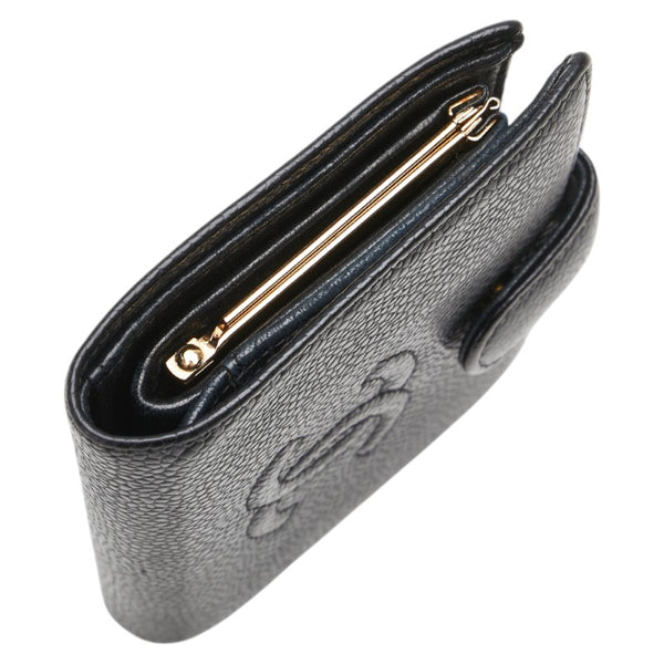 シャネル ココマーク がま口 二つ折り財布 ブラック キャビアスキン レディース CHANEL 【中古】