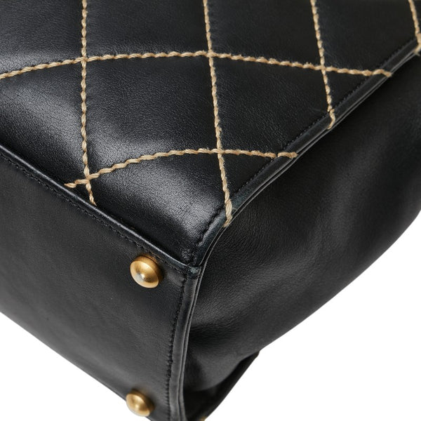 シャネル マトラッセ ワイルドステッチ ココマーク ハンドバッグ トートバッグ ブラック レザー レディース CHANEL 【中古】