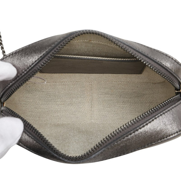 ジミーチュウ バルティ 斜め掛け チェーン ショルダーバッグ シルバー レザー レディース JIMMY CHOO 【中古】