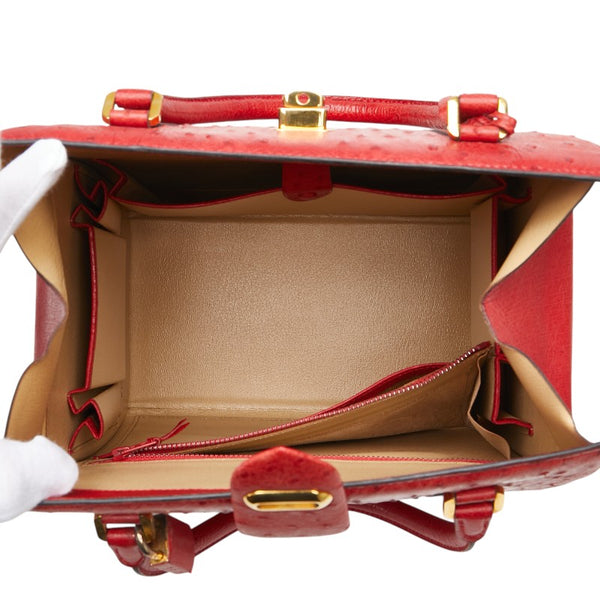 モラビト オルセー ハンドバッグ レッド オーストリッチ レザー レディース MORABITO 【中古】