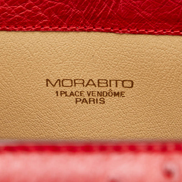 モラビト オルセー ハンドバッグ レッド オーストリッチ レザー レディース MORABITO 【中古】