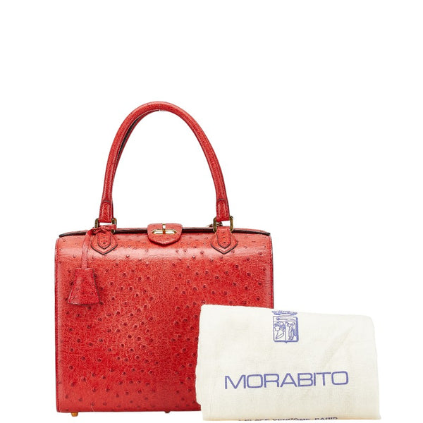 モラビト オルセー ハンドバッグ レッド オーストリッチ レザー レディース MORABITO 【中古】