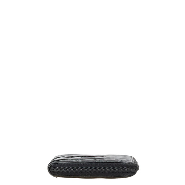 シャネル カンボンライン ココマーク 長財布 ラウンドファスナー ブラック ラムスキン エナメル レディース CHANEL 【中古】