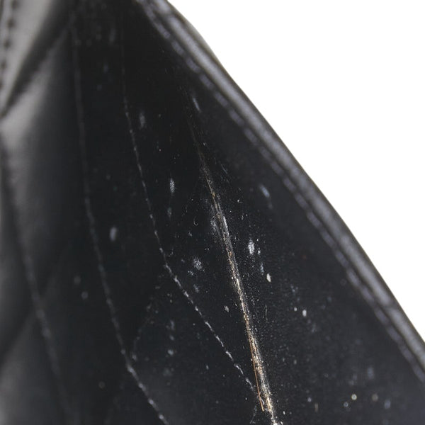 シャネル カンボンライン ココマーク 長財布 ラウンドファスナー ブラック ラムスキン エナメル レディース CHANEL 【中古】