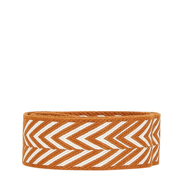 エルメス バンドリエール サングル ジグザグ ショルダーストラップ ブラウン ゴールド スイフト トワル レディース HERMES 【中古】