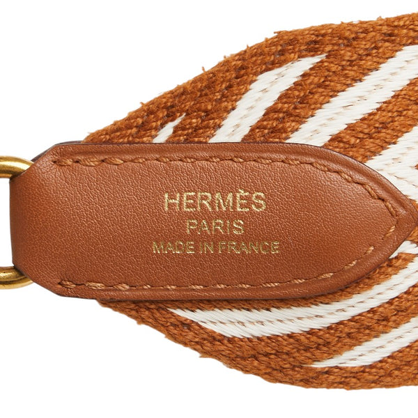 エルメス バンドリエール サングル ジグザグ ショルダーストラップ ブラウン ゴールド スイフト トワル レディース HERMES 【中古】