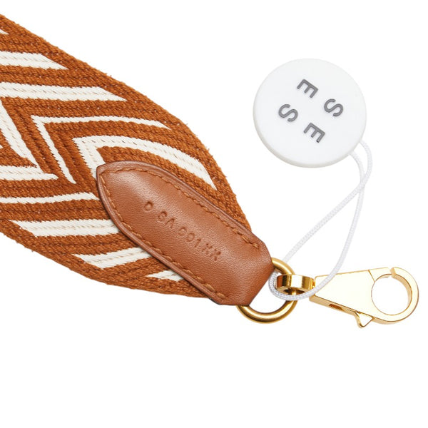 エルメス バンドリエール サングル ジグザグ ショルダーストラップ ブラウン ゴールド スイフト トワル レディース HERMES 【中古】